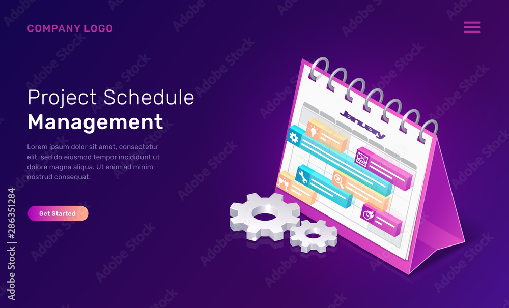 Program Management Visual Calendar Project schedule management isometric concept vector illustration ...