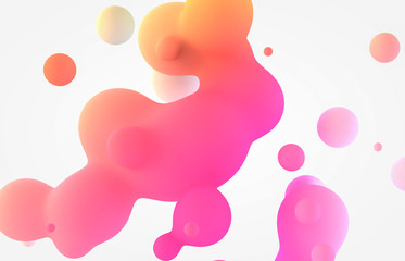Poster - Abstract colorful 3d art background. Holographic floating liquid blobs, soap bubbles, metaballs.