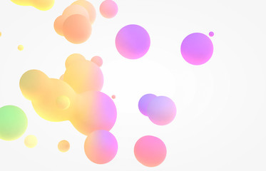 Wall Mural - Abstract colorful 3d art background. Holographic floating liquid blobs, soap bubbles, metaballs.