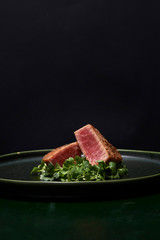 Wall Mural - seared tuna steak with microgreen