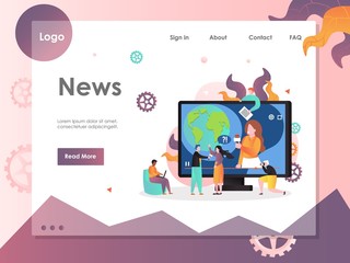 News vector website landing page design template