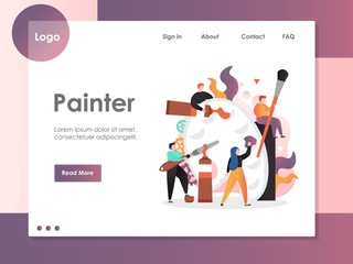 Wall Mural - Painter vector website landing page design template