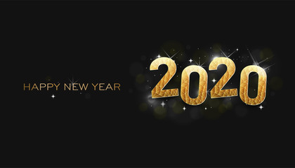 Wall Mural - greeting card. happy new year 2020 shinning stars