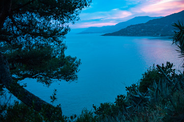 Poster - pink sky sea summer sunset  Ventimiglia