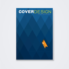 Cover template, brochure template layout, book cover, annual report, magazine or booklet with blue geometric design for corporate business in A4 size, vector illustration