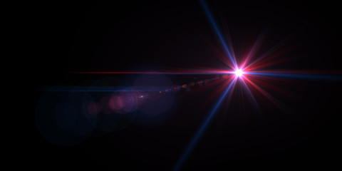 Wall Mural - lens flare light over black background. easy to add overlay or screen filter over photos.