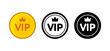 Vip icon set: golden color, black and white, outline. Isolated vector sign symbol