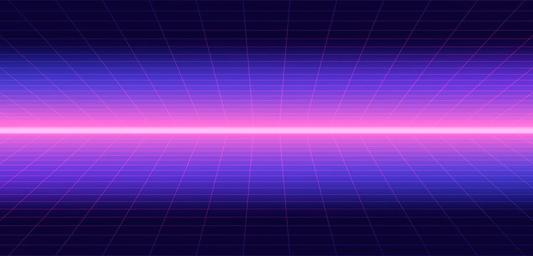 Wall Mural - Future retro line background of the 80s. Vector futuristic synth retro wave illustration in 1980s posters style