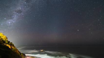 Wall Mural - zodiacal light and milky way timelapse, an amazing view of the night sky setting above the sea infin