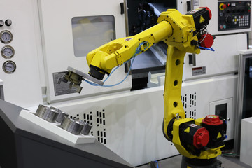 Poster - automated CNC machine loading with robotic arm