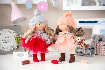 Wall Mural - Handmade interior dolls. Beautiful, pretty gift for a girl or woman