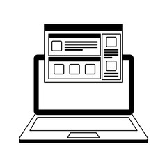 Sticker - laptop computer with webpage template