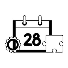 Poster - calendar reminder with gear and puzzle