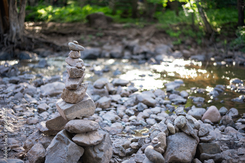 Stone Cairn Along Peaceful Forest Stream Buy This Stock Photo And Explore Similar Images At Adobe Stock Adobe Stock