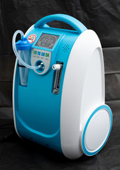 medical device individual blue white portable oxygen cylinder to put gas for patients with respirato