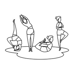 Sticker - beauty girls group practicing pilates position