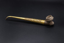 A Hand-crafted Ceramic Smoking Pipe With An Engraved Mouthpiece, Myanmar, Circa 15th Century