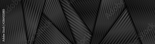 Fotomural Abstract black glossy corporate graphic banner design with smooth lines