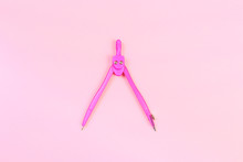 School Color Compasses For Drawing Circles On Pink Background- Image