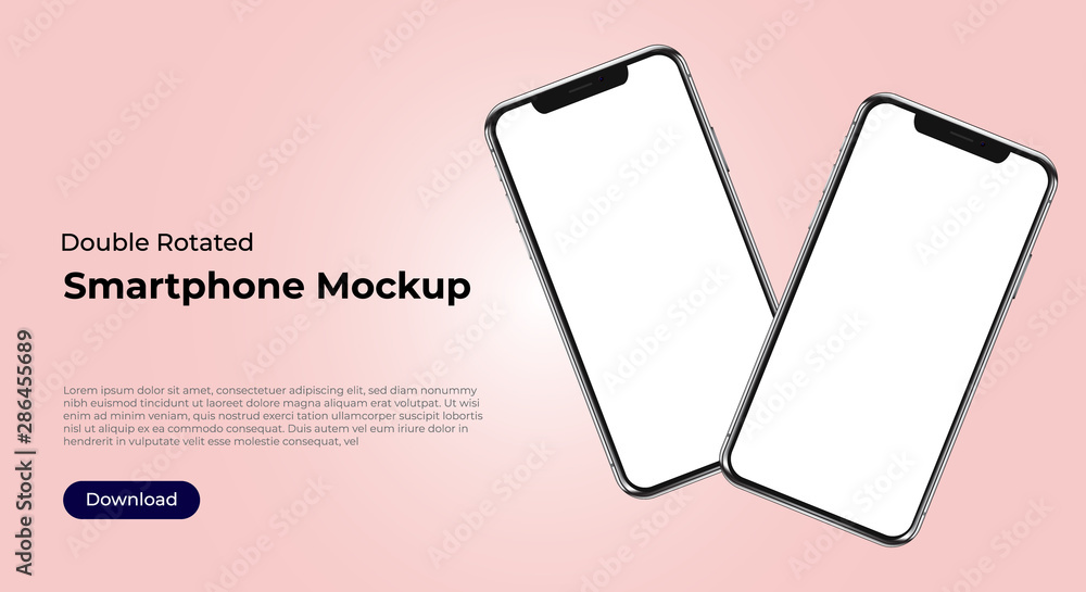 Two rotated smartphones mockup templates for user interface, user ...