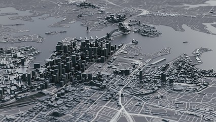 Sydney city map. 3d map of Sydney