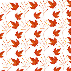 autumn branch and dry maple leafs pattern