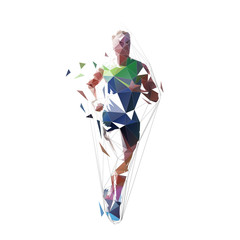 Poster - Running man, low polygonal vector illustration. Abstract geometric runner, front view