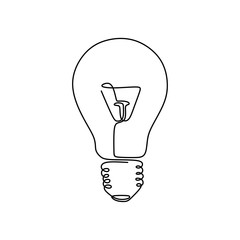 Wall Mural - Continuous one line drawing light bulb symbol idea and creativity isolated on white background minimalism design.