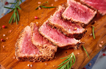 Beef steak on cutting board