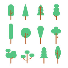 Wall Mural - Flat trees set. Cartoon collection for nature or healthy lifestyle