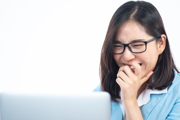 Young woman working with computer