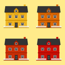 Two Story House Flat Vector Icon. Real Estate Symbol. Home Colorful Illustration.