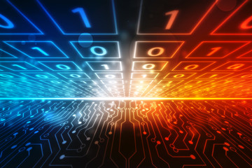 Binary Code Background,flowing number one and zero text in binary code format in technology background. Digital Abstract technology background, futuristic background