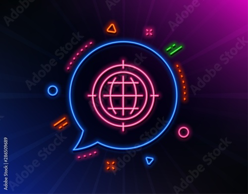 Seo Target Line Icon Neon Laser Lights Search Engine Optimization Sign Internet Symbol Glow Laser Speech Bubble Neon Lights Chat Bubble Banner Badge With Seo Internet Icon Vector Buy This Stock