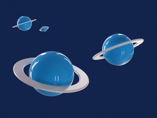 colorful cartoon planet in blue deep universe.