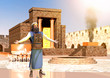 Biblical Jewish Priest Standing In Front Of King Solomon's Temple