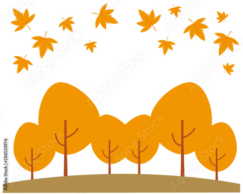 木 森 ポップ イラスト 秋 紅葉 もみじ 楓 Wall Mural Nisi