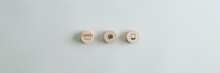 Three Wooden Circles With Contact And Communication Icons