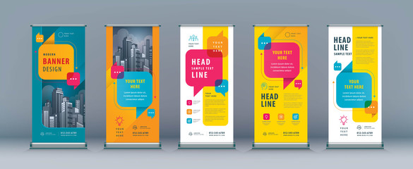 Business Roll Up Set. Standee Design. Banner Template