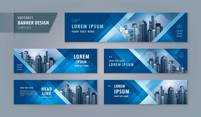 abstract banner design web template set, horizontal header web banner