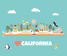 California Vector Concept For Banners, Tour Guides