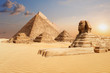 The Pyramids and the Sphinx of Giza, famous world landmark scenery