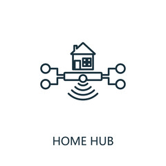 Wall Mural - home hub outline icon. thin line style from smart home icons collection. pixel perfect simple elemen