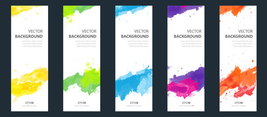 Wall Mural - flyer template layout cover design bundle set with watercolor background.