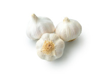 Raw Garlic Heads Isolated On White Background Close-up
