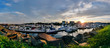 Golden hour sunset over harbor - panorama view of Harbor View, Stamford City, Connecticut