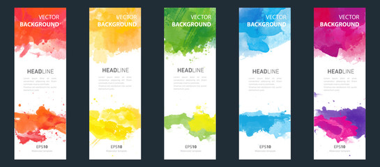 Wall Mural - Flyer or banner template design bundle set with watercolor background.