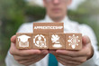Apprenticeship on wooden blocks as education or job training concept.