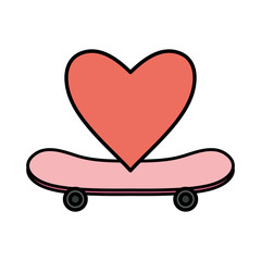 Wall Mural - skateboard sport with heart love