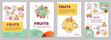 Fototapeta Panele - Fruit production template layout. Farming organic produce. Flyer, booklet, leaflet print design with linear illustrations. Vector page layouts for magazines, annual reports, advertising posters